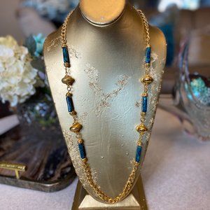 Vintage Chain marble gold necklace